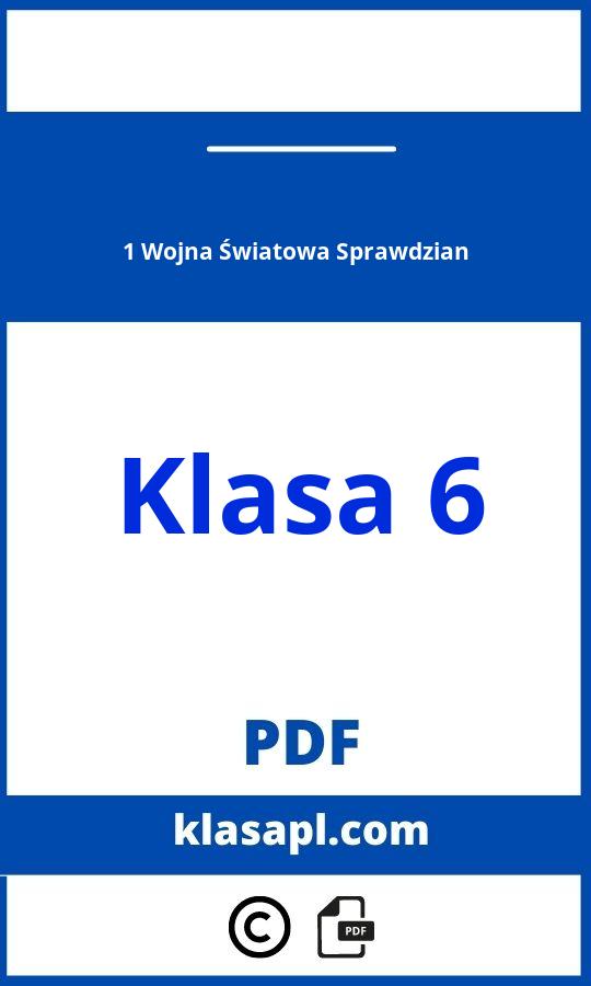 1 Wojna Światowa Sprawdzian Klasa 6