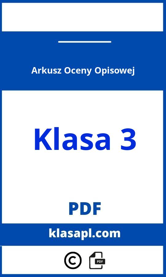 Arkusz Oceny Opisowej Klasa 3
