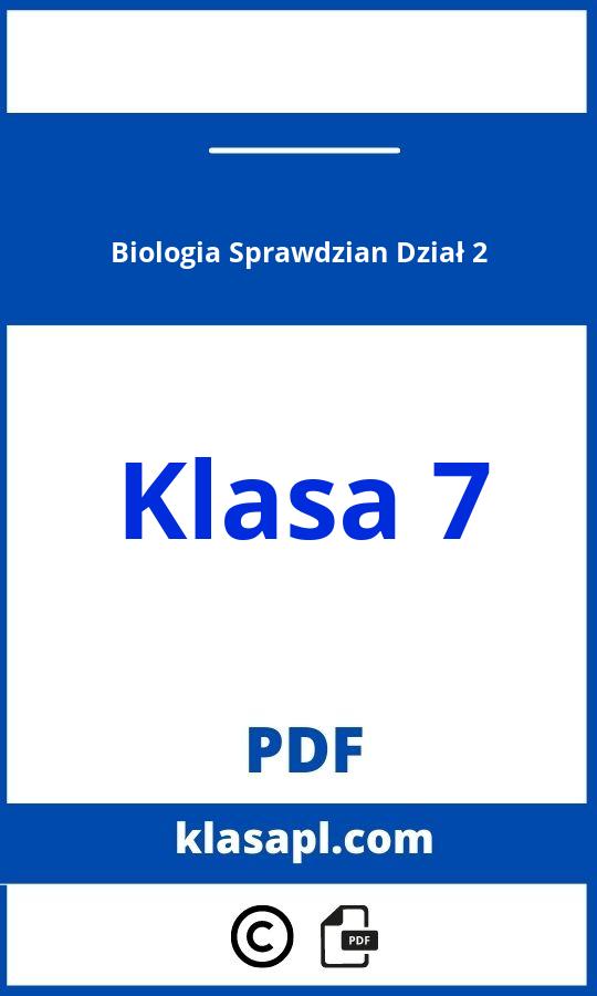 Biologia Klasa 7 Sprawdzian Dział 2