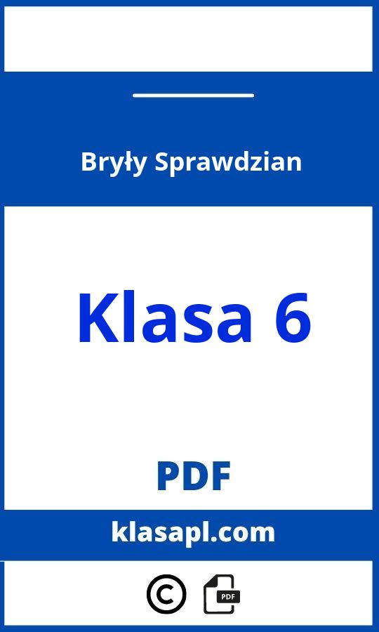 Bryły Sprawdzian Klasa 6