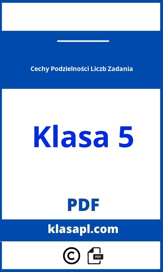 Cechy Podzielności Liczb Zadania Klasa 5 Pdf