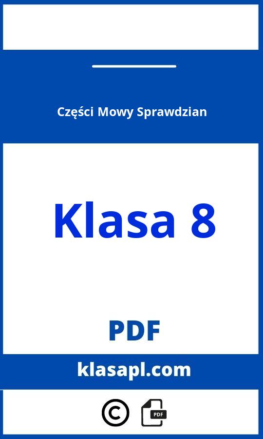 Części Mowy Sprawdzian Klasa 8