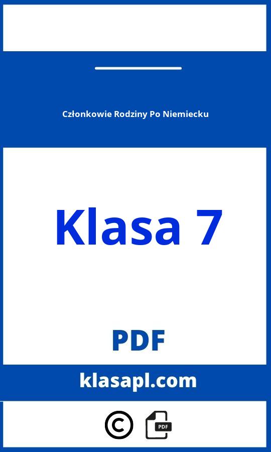Członkowie Rodziny Po Niemiecku Klasa 7