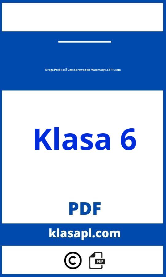 Droga Prędkość Czas Sprawdzian Klasa 6 Matematyka Z Plusem