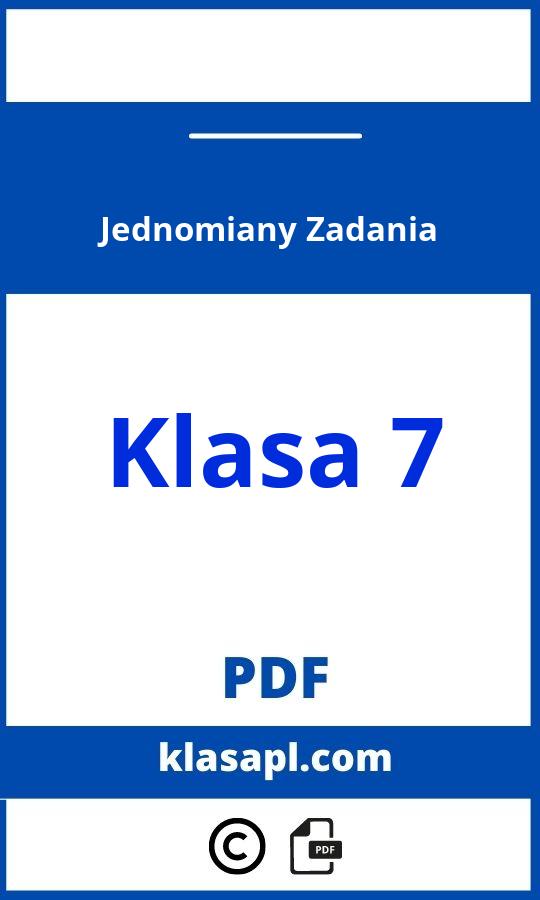 Jednomiany Zadania Klasa 7