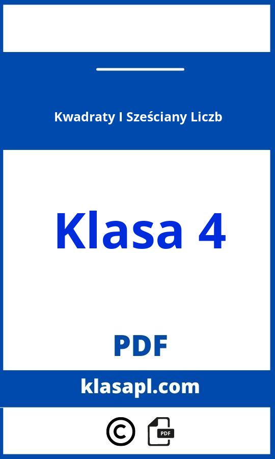 Kwadraty I Sześciany Liczb Klasa 4