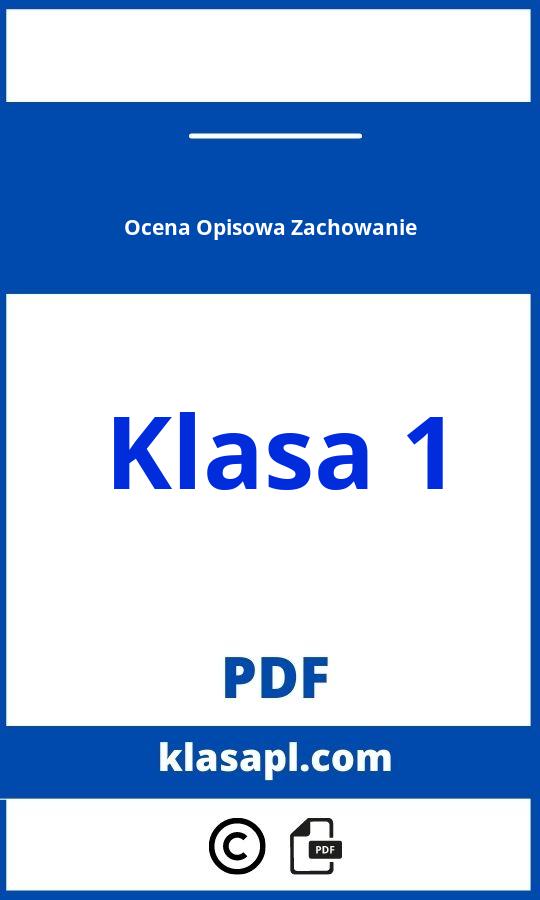 Ocena Opisowa Klasa 1 Zachowanie