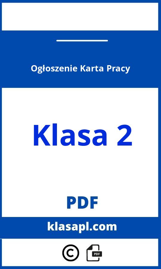 Ogłoszenie Klasa 2 Karta Pracy