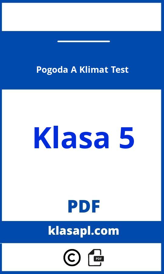 Pogoda A Klimat Klasa 5 Test