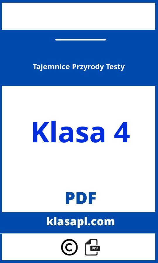 Tajemnice Przyrody Klasa 4 Testy Pdf