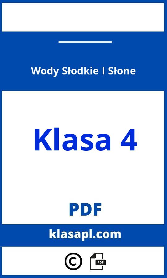 Wody Słodkie I Słone Klasa 4